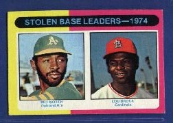 1975 Topps Mini Baseball Cards      309     Bill North/Lou Brock LL